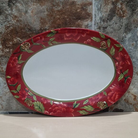 Royal Doulton Festive Home Red Green Oval Serving Platter 2004 - Picture 1 of 11